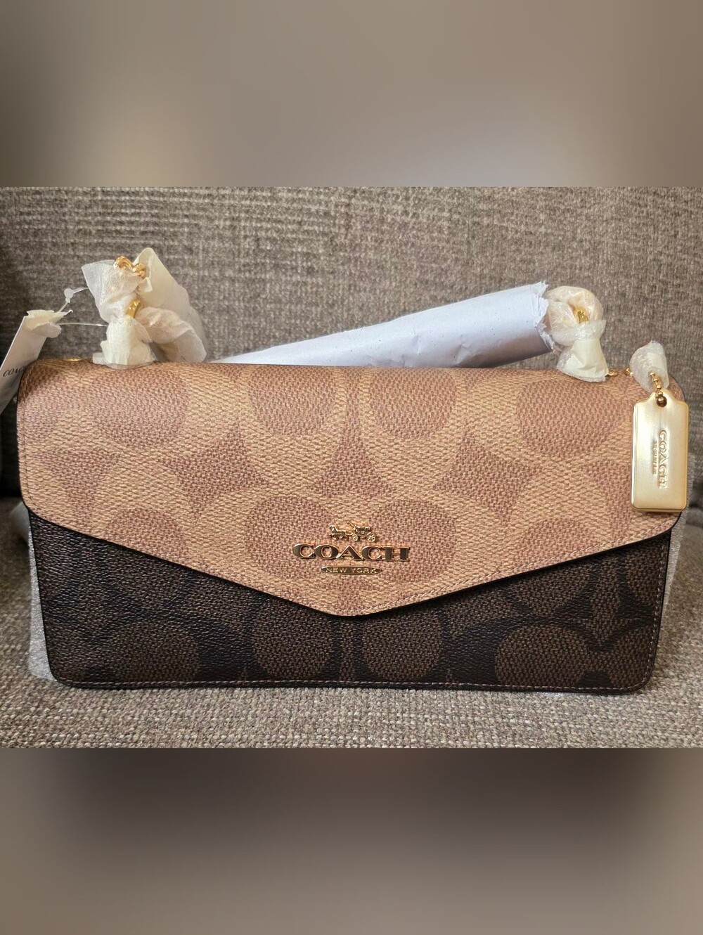 Coach Klare Envelope Crossbody Bag In Blocked Signature Canvas